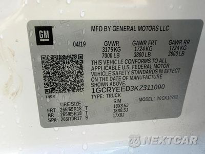 Zdjęcie 10 z 12 samochodu: 2019 CHEVROLET SILVERADO K1500 RST VIN:1GCRYEED3KZ311090 - miniatura