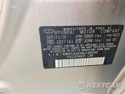 Zdjęcie 12 z 12 samochodu: 2010 HYUNDAI ELANTRA GLS VIN:KMHDU4AD9AU188599 - miniatura