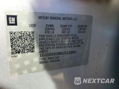 Zdjęcie 12 z 12 samochodu: 2019 CHEVROLET IMPALA PREMIER VIN:1G1105S38KU112669 - miniatura