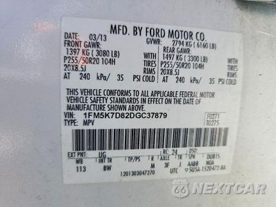 Zdjęcie 13 z 13 samochodu: 2013 FORD EXPLORER XLT VIN:1FM5K7D82DGC37879 - miniatura