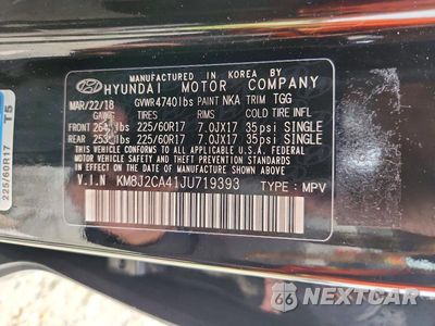 Zdjęcie 14 z 14 samochodu: 2018 HYUNDAI TUCSON SE VIN:KM8J2CA41JU719393 - miniatura