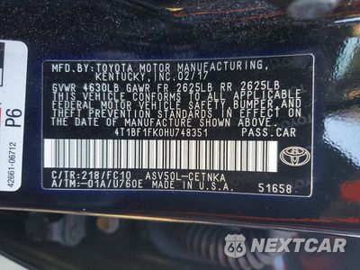 Zdjęcie 12 z 12 samochodu: 2017 TOYOTA CAMRY LE VIN:4T1BF1FK0HU748351 - miniatura