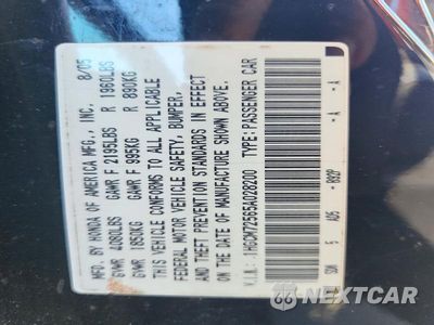 Zdjęcie 12 z 12 samochodu: 2005 HONDA ACCORD LX VIN:1HGCM72565A028200 - miniatura