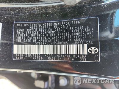 Zdjęcie 12 z 12 samochodu: 2026 TOYOTA COROLLA LE VIN:5YFB4MDE5TP408305 - miniatura