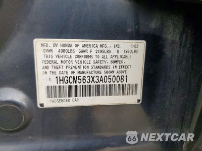 Zdjęcie 12 z 12 samochodu: 2003 HONDA ACCORD LX VIN:1HGCM563X3A050081 - miniatura