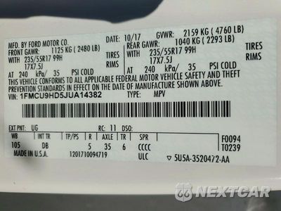 Zdjęcie 13 z 13 samochodu: 2018 FORD ESCAPE SEL VIN:1FMCU9HD5JUA14382 - miniatura