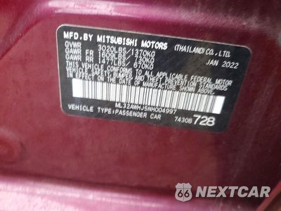 Zdjęcie 13 z 13 samochodu: 2022 MITSUBISHI MIRAGE SE VIN:ML32AWHJ5NH004997 - miniatura