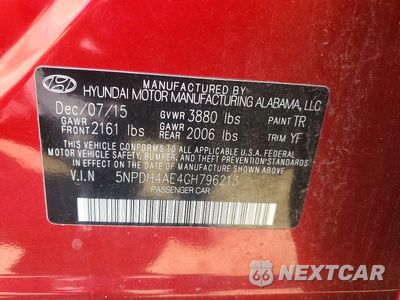 Zdjęcie 12 z 12 samochodu: 2016 HYUNDAI ELANTRA SE VIN:5NPDH4AE4GH796213 - miniatura