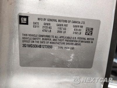 Zdjęcie 12 z 12 samochodu: 2011 CHEVROLET IMPALA LT VIN:2G1WG5EK4B1273990 - miniatura