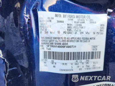 Zdjęcie 12 z 12 samochodu: 2009 FORD F150 SUPERCREW VIN:1FTRW14809FA80731 - miniatura