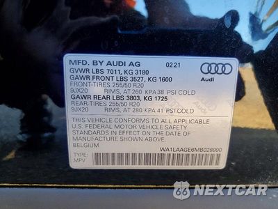 Zdjęcie 12 z 12 samochodu: 2021 AUDI E-TRON PREMIUM PLUS VIN:WA1LAAGE6MB028990 - miniatura
