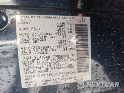 Zdjęcie 13 z 13 samochodu: 2015 NISSAN ROGUE SV VIN:5N1AT2MT7FC770906 - miniatura