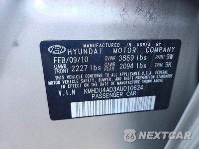 Zdjęcie 12 z 12 samochodu: 2010 HYUNDAI ELANTRA GLS VIN:KMHDU4AD3AU010624 - miniatura