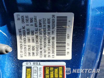 Zdjęcie 13 z 13 samochodu: 2013 HONDA CIVIC LX VIN:2HGFG3B59DH511886 - miniatura