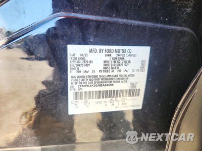 Zdjęcie 12 z 12 samochodu: 2022 FORD EDGE TITANIUM VIN:2FMPK4K92NBA64098 - miniatura