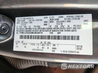 Zdjęcie 12 z 12 samochodu: 2021 FORD ESCAPE SE VIN:1FMCU0G62MUB34515 - miniatura