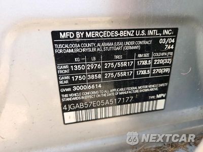 Zdjęcie 13 z 13 samochodu: 2005 MERCEDES-BENZ ML 350 VIN:4JGAB57E05A517177 - miniatura