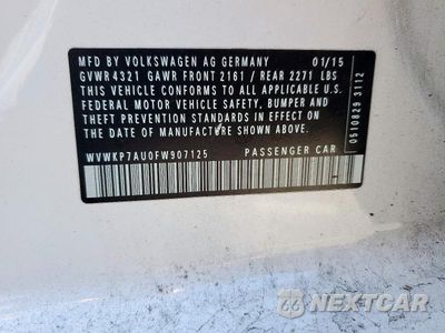Zdjęcie 12 z 12 samochodu: 2015 VOLKSWAGEN E-GOLF LIMITED VIN:WVWKP7AU0FW907125 - miniatura