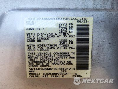 Zdjęcie 14 z 14 samochodu: 2011 NISSAN PATHFINDER S VIN:5N1AR1NB6BC630273 - miniatura