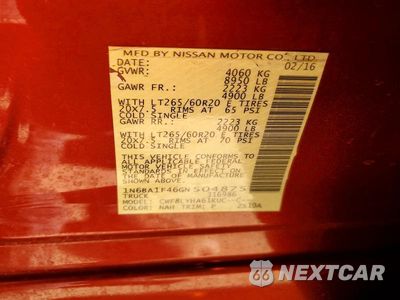 Zdjęcie 12 z 12 samochodu: 2016 NISSAN TITAN XD PLATINUM RESERVE VIN:1N6BA1F46GN504875 - miniatura