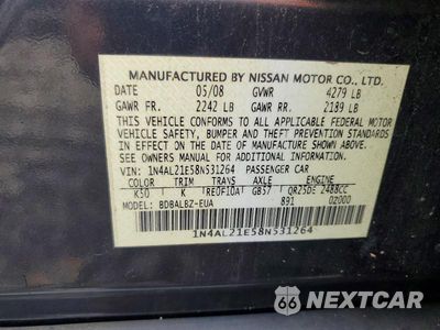 Zdjęcie 12 z 12 samochodu: 2008 NISSAN ALTIMA 2.5 VIN:1N4AL21E58N531264 - miniatura