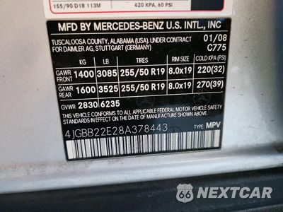 Zdjęcie 13 z 13 samochodu: 2008 MERCEDES-BENZ ML 320 CDI VIN:4JGBB22E28A378443 - miniatura