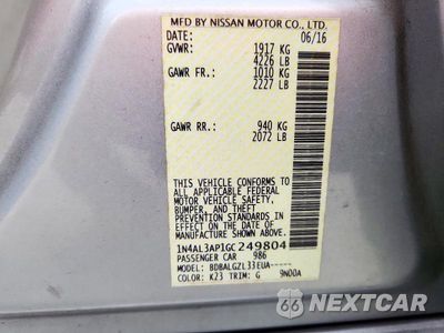 Zdjęcie 12 z 12 samochodu: 2016 NISSAN ALTIMA 2.5 S VIN:1N4AL3AP1GC249804 - miniatura