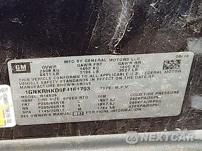 Zdjęcie 13 z 13 samochodu: 2015 CHEVROLET TRAVERSE LT VIN:1GNKRHKD9FJ161793 - miniatura