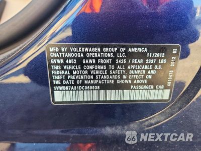Zdjęcie 12 z 12 samochodu: 2013 VOLKSWAGEN PASSAT SE VIN:1VWBN7A31DC069938 - miniatura