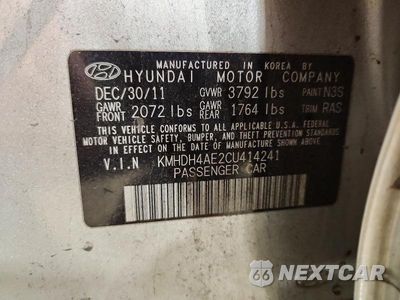 Zdjęcie 13 z 13 samochodu: 2012 HYUNDAI ELANTRA GLS VIN:KMHDH4AE2CU414241 - miniatura