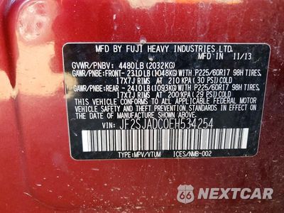 Zdjęcie 12 z 12 samochodu: 2014 SUBARU FORESTER 2.5I PREMIUM VIN:JF2SJADC0EH534254 - miniatura