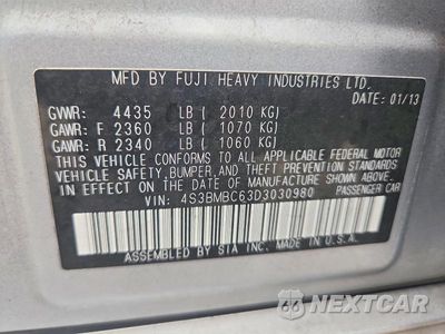 Zdjęcie 12 z 12 samochodu: 2013 SUBARU LEGACY 2.5I PREMIUM VIN:4S3BMBC63D3030980 - miniatura