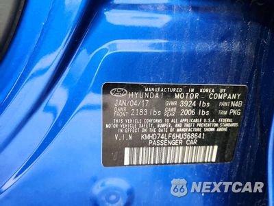 Zdjęcie 13 z 13 samochodu: 2017 HYUNDAI ELANTRA SE VIN:KMHD74LF6HU368641 - miniatura