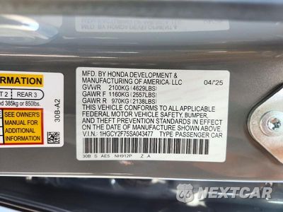 Zdjęcie 12 z 12 samochodu: 2025 HONDA ACCORD HYBRID SPORT-L VIN:1HGCY2F75SA043477 - miniatura