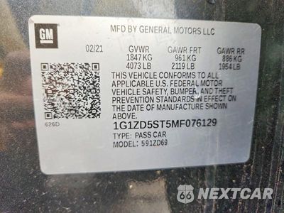 Zdjęcie 12 z 12 samochodu: 2021 CHEVROLET MALIBU LT VIN:1G1ZD5ST5MF076129 - miniatura