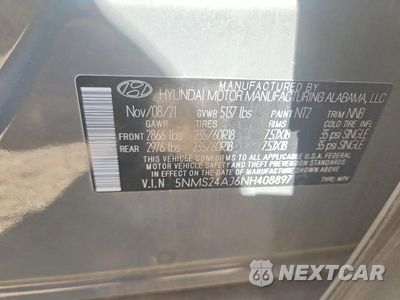 Zdjęcie 12 z 12 samochodu: 2022 HYUNDAI SANTA FE SEL VIN:5NMS24AJ6NH408897 - miniatura