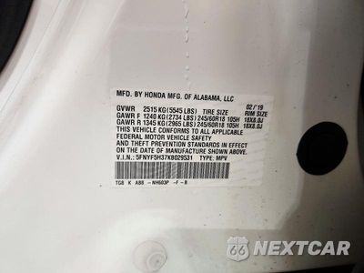 Zdjęcie 13 z 13 samochodu: 2019 HONDA PILOT EX VIN:5FNYF5H37KB029531 - miniatura