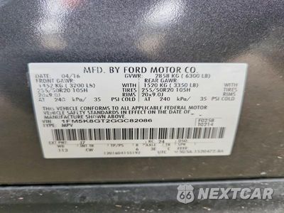 Zdjęcie 14 z 14 samochodu: 2016 FORD EXPLORER SPORT VIN:1FM5K8GT2GGC82086 - miniatura