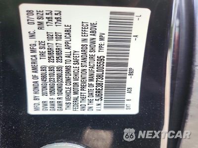 Zdjęcie 12 z 12 samochodu: 2008 HONDA CR-V EXL VIN:5J6RE38738L005595 - miniatura