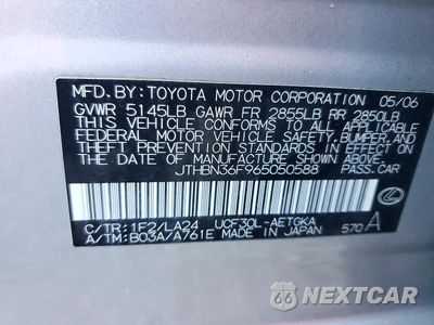 Zdjęcie 12 z 12 samochodu: 2006 LEXUS LS 430 VIN:JTHBN36F965050588 - miniatura