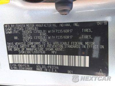 Zdjęcie 13 z 13 samochodu: 2018 TOYOTA SIENNA LE VIN:5TDKZ3DC1JS937636 - miniatura