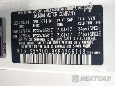 Zdjęcie 13 z 13 samochodu: 2015 HYUNDAI SANTA FE SPORT 2.4L VIN:5XYZUDLB9FG266118 - miniatura