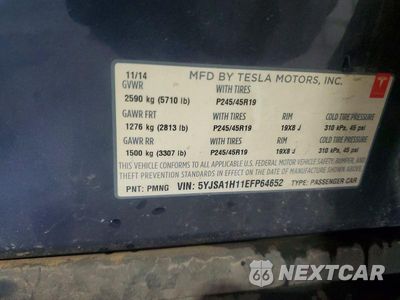 Zdjęcie 12 z 12 samochodu: 2014 TESLA MODEL S VIN:5YJSA1H11EFP64652 - miniatura