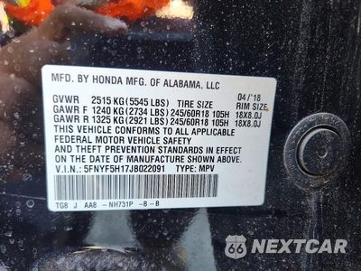 Zdjęcie 13 z 13 samochodu: 2018 HONDA PILOT LX VIN:5FNYF5H17JB022091 - miniatura