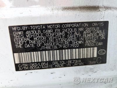 Zdjęcie 12 z 12 samochodu: 2015 LEXUS GS 350 VIN:JTHBE1BL7FA017922 - miniatura