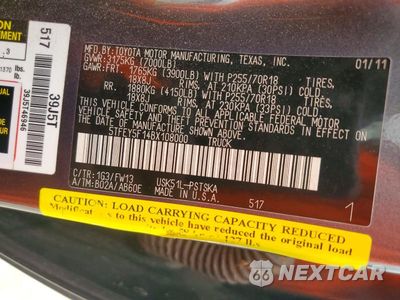 Zdjęcie 12 z 12 samochodu: 2011 TOYOTA TUNDRA CREWMAX SR5 VIN:5TFEY5F14BX108000 - miniatura