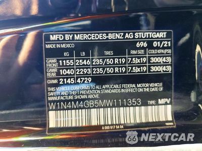 Zdjęcie 12 z 12 samochodu: 2021 MERCEDES-BENZ GLB 250 VIN:W1N4M4GB5MW111353 - miniatura