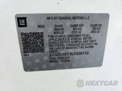Zdjęcie 12 z 12 samochodu: 2020 CHEVROLET MALIBU LT VIN:1G1ZD5ST3LF026733 - miniatura