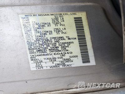 Zdjęcie 14 z 14 samochodu: 2005 NISSAN XTERRA S VIN:5N1AN08U05C604940 - miniatura