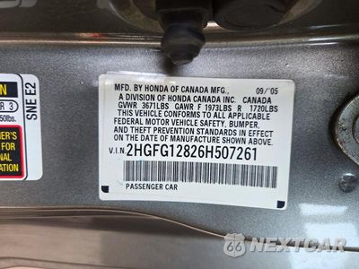 Zdjęcie 12 z 12 samochodu: 2006 HONDA CIVIC EX VIN:2HGFG12826H507261 - miniatura